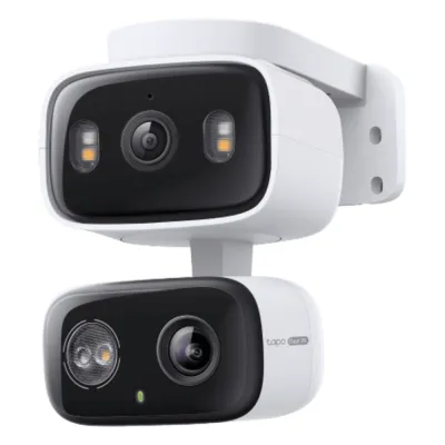 Cámara de Seguridad Dual PTZ / 2 Lentes 2K+2K (3MP cada uno) / 3x Claridad Telefoto / IP65 Exterior / IA Inteligente / Seguimiento Sincronizado / Vista Dual Simultánea / Color Night Vision / Audio Bidireccional / 125.5° Gran Angular + 67