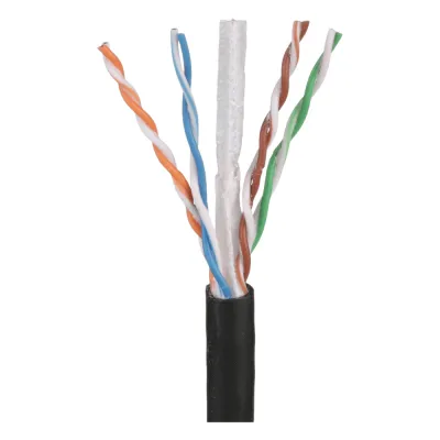 Bobina de Cable UTP de 4 Pares OSP (Planta Externa), Cat6 de Rango Extendido, 22 AWG, Color Negro, 305 Metros (1000 Pies).