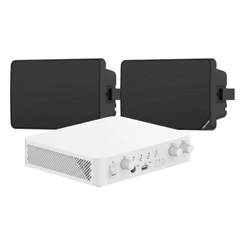 Kit de Audio | 70/100V | 2 Altavoces de pared | Bluetooth | Color Negro | Hik-Connect