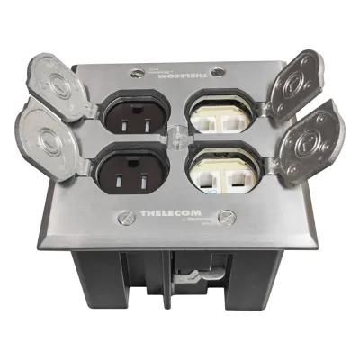 Caja de Piso con Tapa Abatible de Aluminio para| Energía + Voz/Datos para uso en Interior