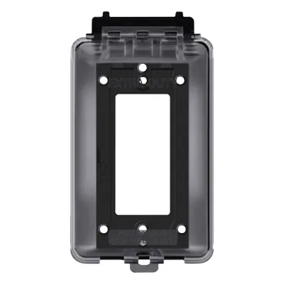 Caja Protectora de Contactos para Exterior / Policarbonato de Alto Impacto / Protección NEMA 3R / 127V 15A 60Hz / Tapa Transparente Base Negra / Resistente a Intemperie UV