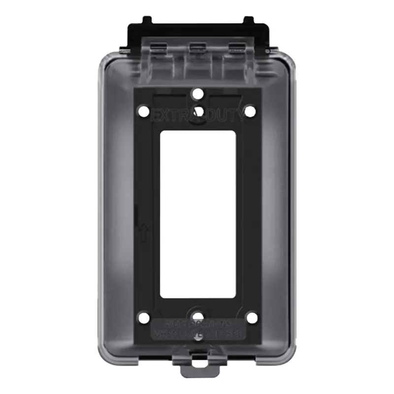 Caja Protectora de Contactos para Exterior / Policarbonato de Alto Impacto / Protección NEMA 3R / 127V 15A 60Hz / Tapa Transparente Base Negra / Resistente a Intemperie UV
