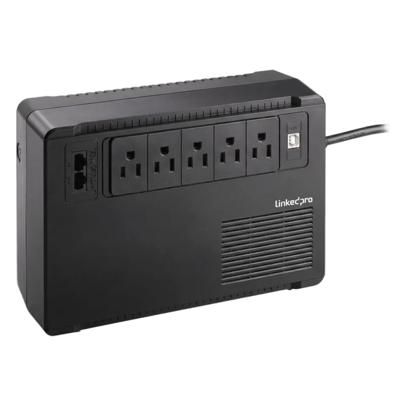 UPS de 750 VA/375 W, Topología Standby, Entrada 120 Vca NEMA 5-15P, de Escritorio, Con 8 Tomas NEMA 5-15R