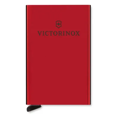 Tarjetero / Almacenamiento Seguro 4-6 Tarjetas / Aluminio Duradero / Protección RFID / Sistema Deslizamiento Patentado / Color Rojo.