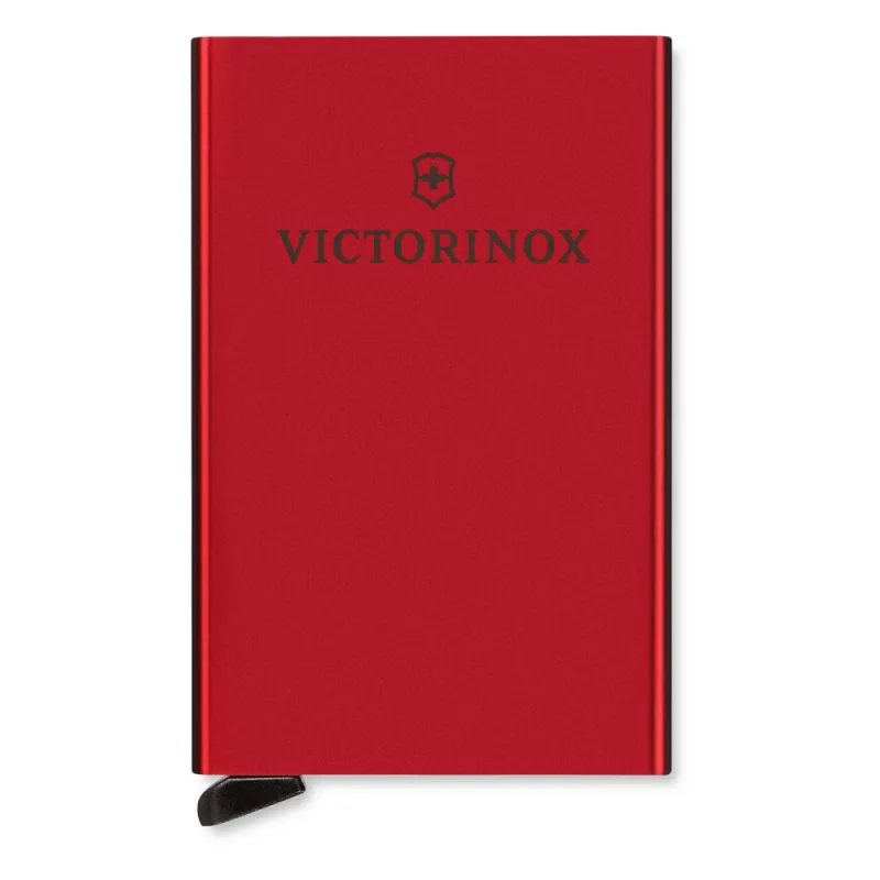 Tarjetero / Almacenamiento Seguro 4-6 Tarjetas / Aluminio Duradero / Protección RFID / Sistema Deslizamiento Patentado / Color Rojo.