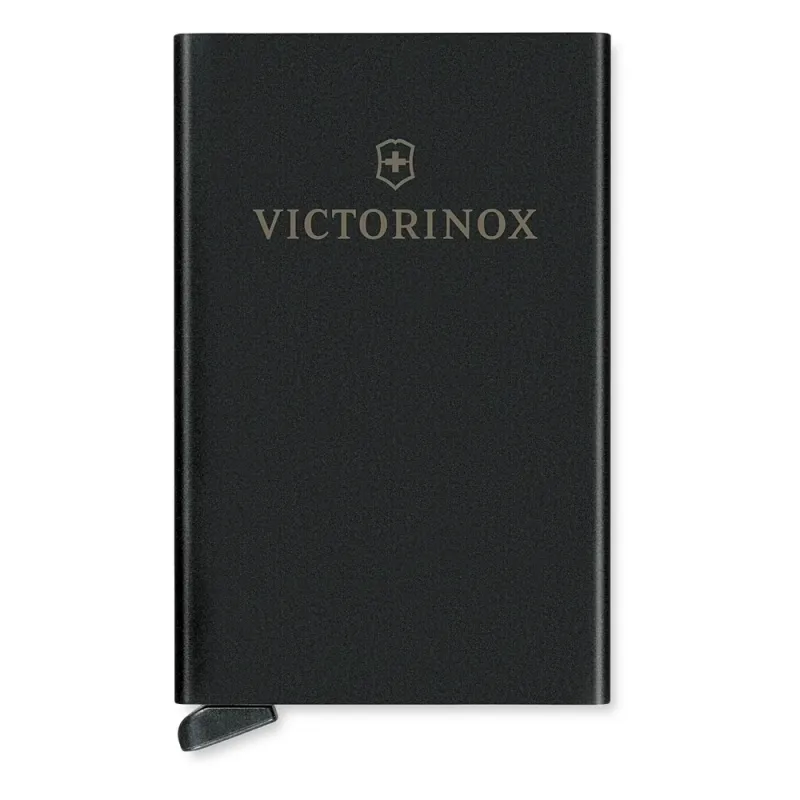 Tarjetero / Almacenamiento Seguro 4-6 Tarjetas / Aluminio Duradero / Protección RFID / Sistema Deslizamiento Patentado / Color Negro.
