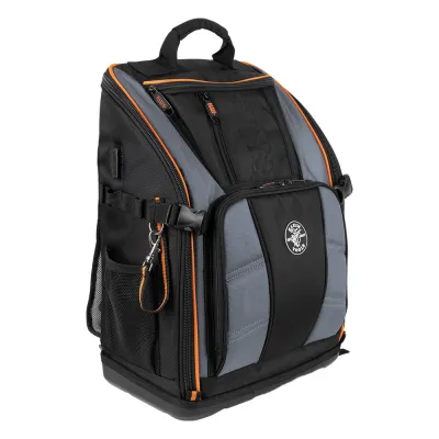 Mochila Profesional para Herramientas / 27 Bolsillos / Acceso Rápido y Estación de Trabajo / Base Moldeada Ancha / Interior Naranja / USB-C / Soporte para Lámpara