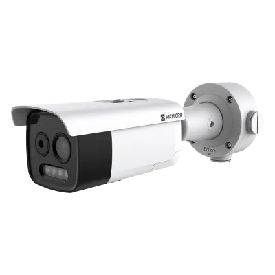 (HIKMICRO) Cámara Bala IP Bi-Espectral / Térmica (256 X 192 / 3.6 mm) + Óptica (5 MP / 4.3 mm) / IA GUANLAN / Rango: -20°C a 650°C / 2°C Tolerancia / Detección de Fuego y Humo / Alarma Visual y Audible / Dual Light