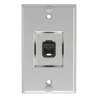 Placa de Pared Telefónica, Salida de 1 Puerto Keystone, Con Jack Cat5e Estilo TP, de Acero Inoxidable