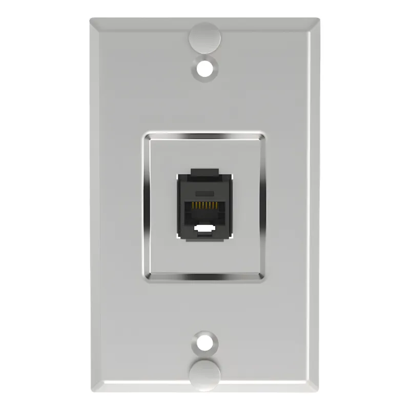 Placa de Pared Telefónica, Salida de 1 Puerto Keystone, Con Jack Cat5e Estilo TP, de Acero Inoxidable