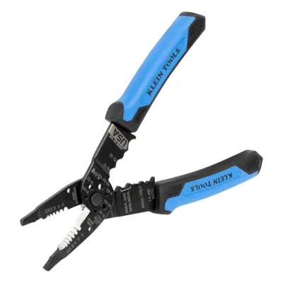 Pinzas Pelacables Multiuso / Pela Cables Sólidos 10-20 AWG y Trenzados 12-22 AWG / Capacidad Ponchado Terminales 10-22 AWG / Corte Tornillos 4-40 a 10-32 / Acero Óxido Negro / Mangos TPE Ergonómicos