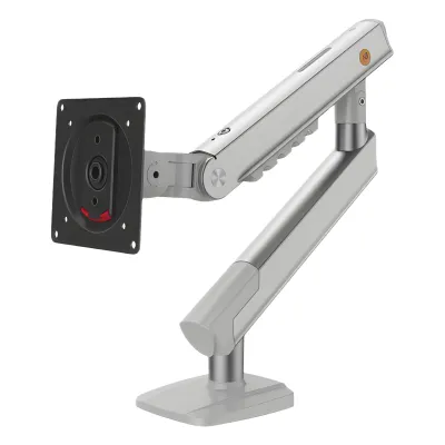 Brazo Ergonómico para Monitor A5-XS / Soporte 17" a 32" / VESA 75x75 y 100x100 mm / Carga 2-7 kg (4.4-15.4 lbs) / Ajuste de Tensión / Rotación ±90° / Color Blanco / Instalación Abrazadera o Pasacables