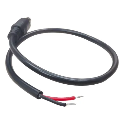 Cable con Conector Macho (Pigtail) | Forro negro | Alimentación para Vcc con Puntas Libres / Polarizado / Largo 22 cm (8.66 Pulgadas) / Calibre 22AWG.
