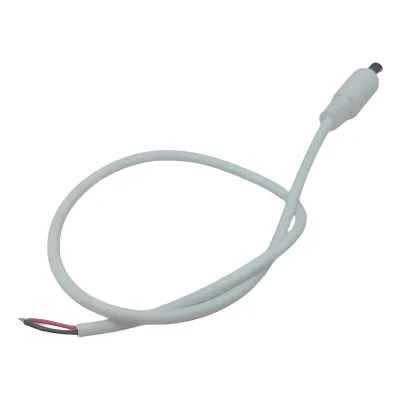 Cable con Conector Macho (Pigtail) | Forro Blanco | Alimentación para Vcc con Puntas Libres | Polarizado | Largo 22 cm (8.66 Pulgadas) / Calibre 22AWG.