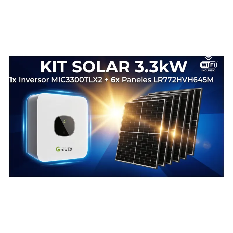 Kit Solar Interconexión / 3.3kW 220Vca / Incluye Inversor, Paneles Solares, Montaje y Conectores