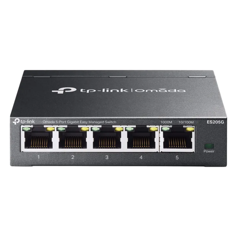 Switch Gestionado Omada SDN / 5 Puertos Gigabit RJ45 / 10 Gbps Capacidad Switching / 7.4 Mpps Forwarding Rate / Gestión Cloud Centralizada / VLAN 802.1Q / QoS 8 Colas Prioridad / Metal Fanless