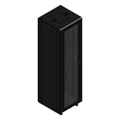 Gabinete rackeable de piso de 42U, compatible con estándar 19 pulgadas, equipado con puerta frontal de cristal para una mejor visibilidad y presentación profesional