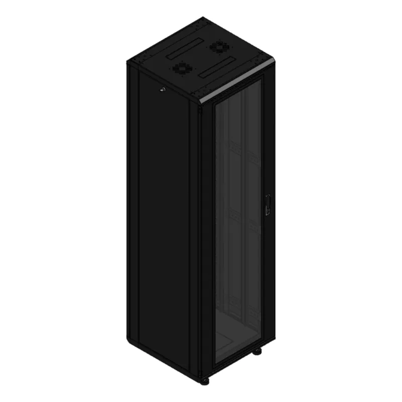 Gabinete rackeable de piso de 42U, compatible con estándar 19 pulgadas, equipado con puerta frontal de cristal para una mejor visibilidad y presentación profesional