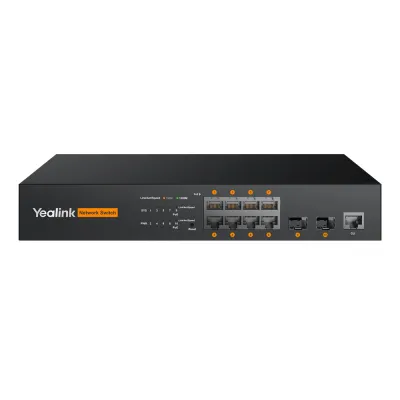 Switch PoE L2+ de Yealink RCH80 para AV sobre IP con puertos Gigabit PoE+ y fibra óptica