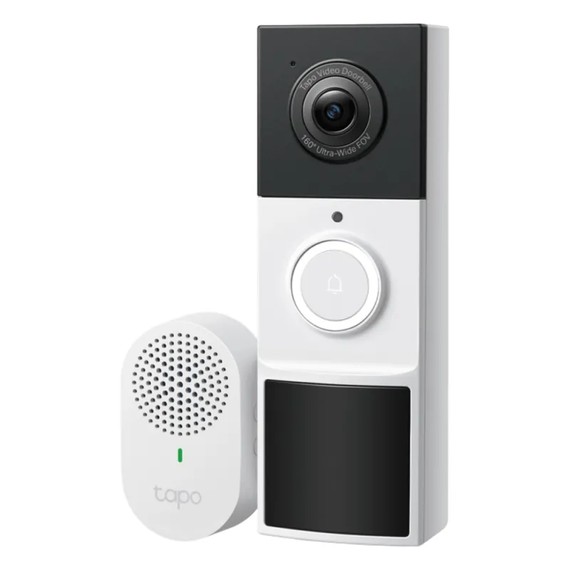 Videoportero Inalámbrico TP-Link Tapo D210 / Resolución 2K 3MP (2304 × 1296px) / Campo de Visión 160° DFOV / Batería 6400mAh Recargable / Detección IA Personas-Vehículos / Visión Nocturna Color /