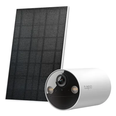 Kit Cámara Solar Tapo / 2K 3MP (2304×1296 px) / Visión Nocturna Color / Batería 6400 mAh 180 Días / IP65 / Panel Solar Integrado / Detección IA Personas / Audio Bidireccional