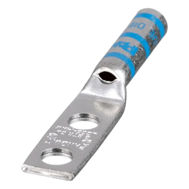 Zapata de compresión LCC6-14AW-L para cal. 6 Awg, Doble barreno para tornillo prisionero de 1/4, Espaciado de orificio 16mm, 1 Pz