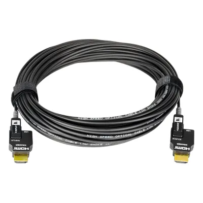 Cable Activo Óptico HDMI 4K 30 mts | 4K@60Hz 4:4:4 | 18 Gbps | Terminales Desmontables Micro-HDMI | Fibra Optica | Libre de Halógenos LSHF | Bañado en Oro 24K