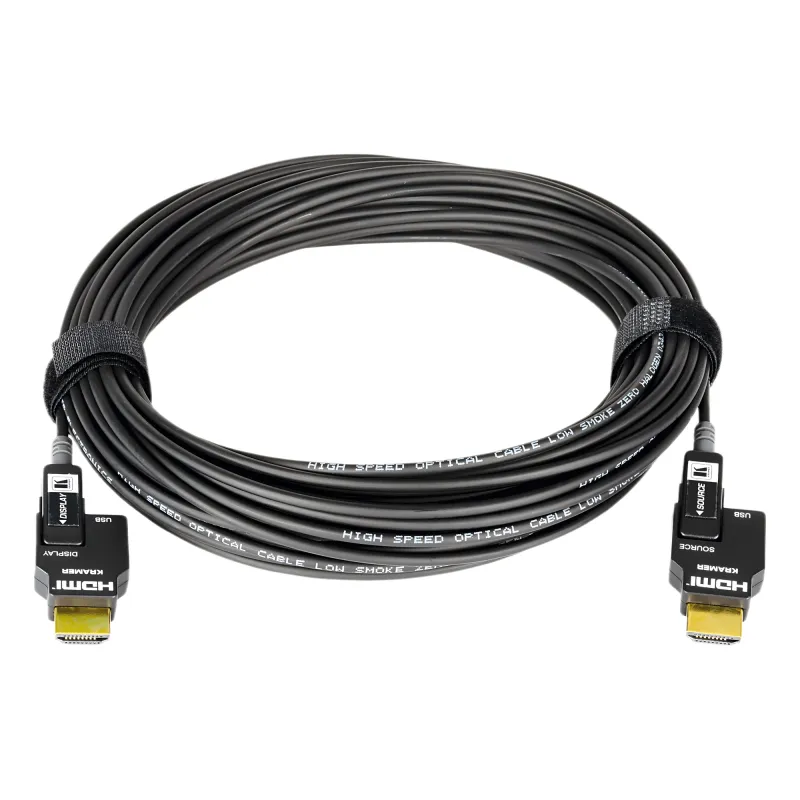 Cable Activo Óptico HDMI 4K 20 mts | 4K@60Hz 4:4:4 | 18 Gbps | Terminales Desmontables Micro-HDMI | Fibra Optica | Libre de Halógenos LSHF | Bañado en Oro 24K