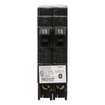 Interruptor automático DUPLEX enchufable tipo QT 2 polos, 30-15 amp