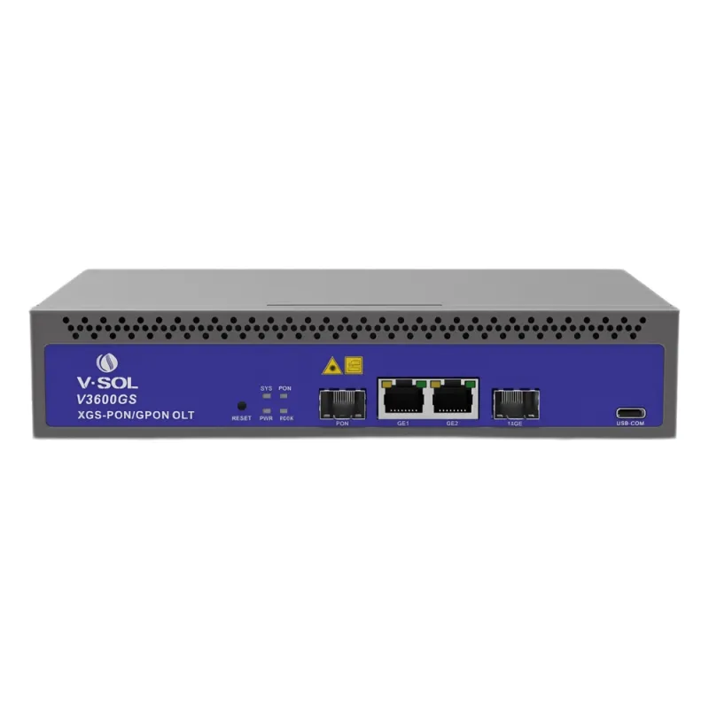 OLT de 1 puerto Combo GPON/XG(S)PON con 3 puertos Uplink (2 puertos Gigabit Ethernet + 1 puerto SFP/SFP+), hasta 128 ONU/ONT