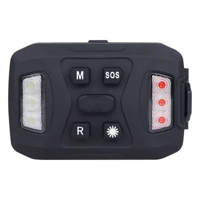 Luz Auxiliar Recargable, 26 LEDs, Rojo/Azul/Blanco, Incluye Clip y Base Magnética