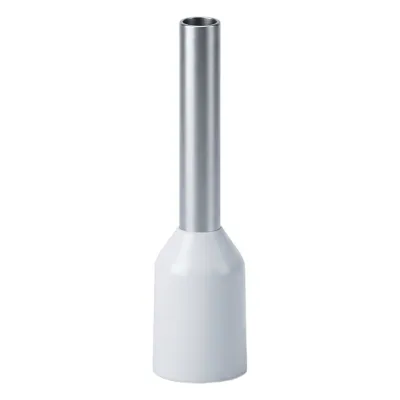 Conector Ferrule | 22AWG | 0.5mm² | Conductor Latón Estañado | Aislamiento PVC Blanco | 25 Piezas por Bolsa