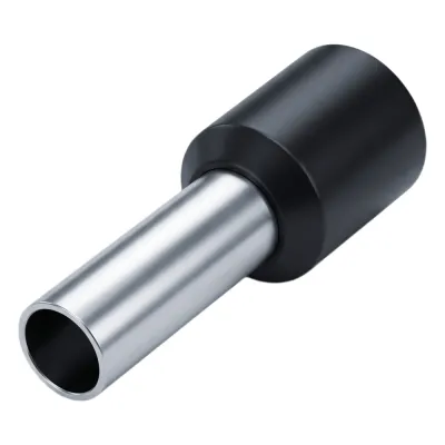 Conector Ferrule | 16AWG | 1.5mm² | Conductor Latón Estañado | Aislamiento PVC Negro / 14.6 mm | 25 Piezas por Bolsa