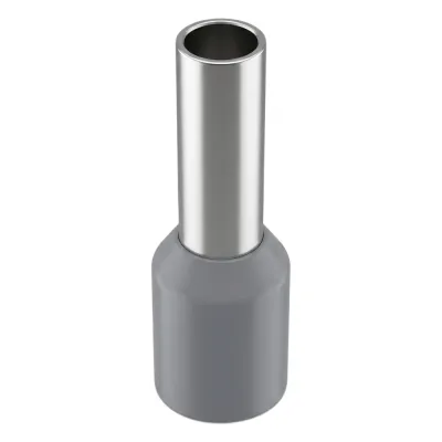 Conector Ferrule | 12AWG | 4mm² | Conductor Latón Estañado | Aislamiento PVC Gris | 25 Piezas por Bolsa