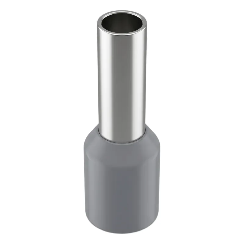 Conector Ferrule | 12AWG | 4mm² | Conductor Latón Estañado | Aislamiento PVC Gris | 25 Piezas por Bolsa