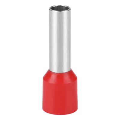 Conector Ferrule | 6AWG | 10mm² | Conductor Latón Estañado | Aislamiento PVC Rojo | 25 Piezas por Bolsa