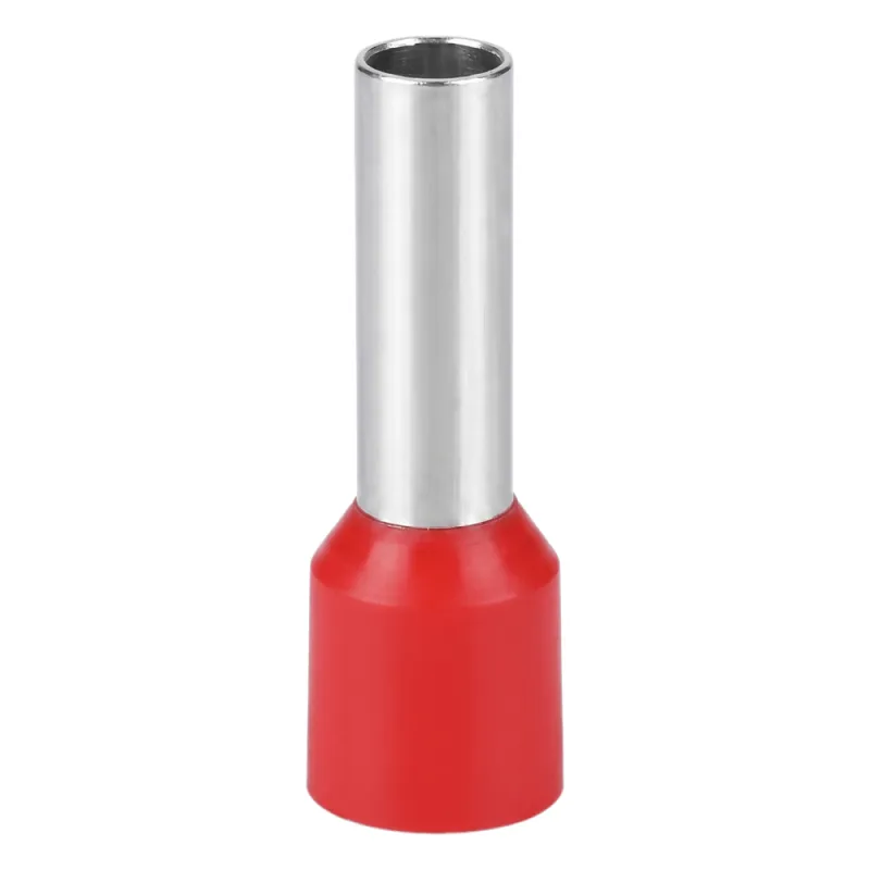 Conector Ferrule | 6AWG | 10mm² | Conductor Latón Estañado | Aislamiento PVC Rojo | 25 Piezas por Bolsa
