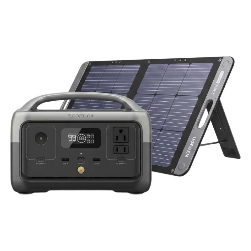 Estación de Energía Portátil / 256 Wh LFP / Inversor Onda Sinusoidal Pura 300 W / Panel Solar 100 W / USB-C 60 W / IP67 / Wi-Fi
