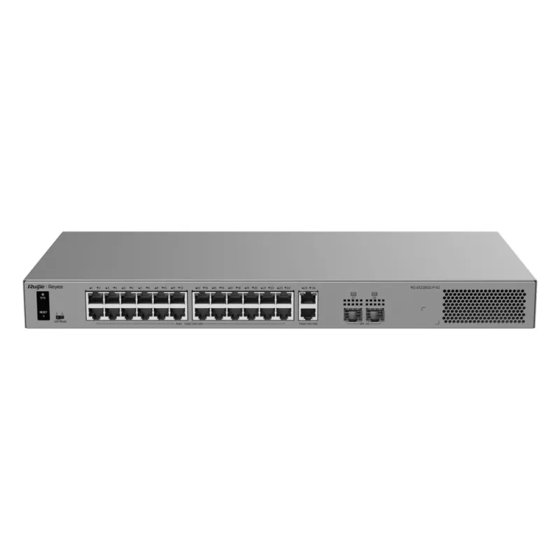 Switch Layer 2 Smart Cloud Managed / 28 Puertos Gigabit / 24 Puertos PoE+ 370 W / Switching 56 Gbps / Forwarding 41.664 Mpps / Montaje Rack / CCTV Mode / ERPS / Protección 6 kV / Garantía 3 Años