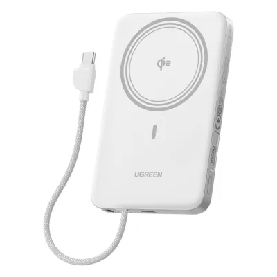 Banco de Energía Magnético Inalámbrico / 10000 mAh / 30W USB-C PD+PPS / Cable USB-C Integrado 30W / Carga Inalámbrica Magnética 15W / Doble Celda 5000 mAh / Pantalla LED / 39.2 Wh
