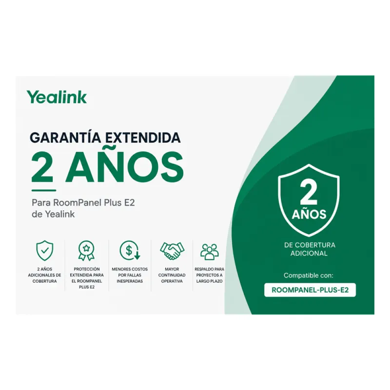 Garantia Extendida de 2 Años para RoomPanel Plus E2 de Yealink