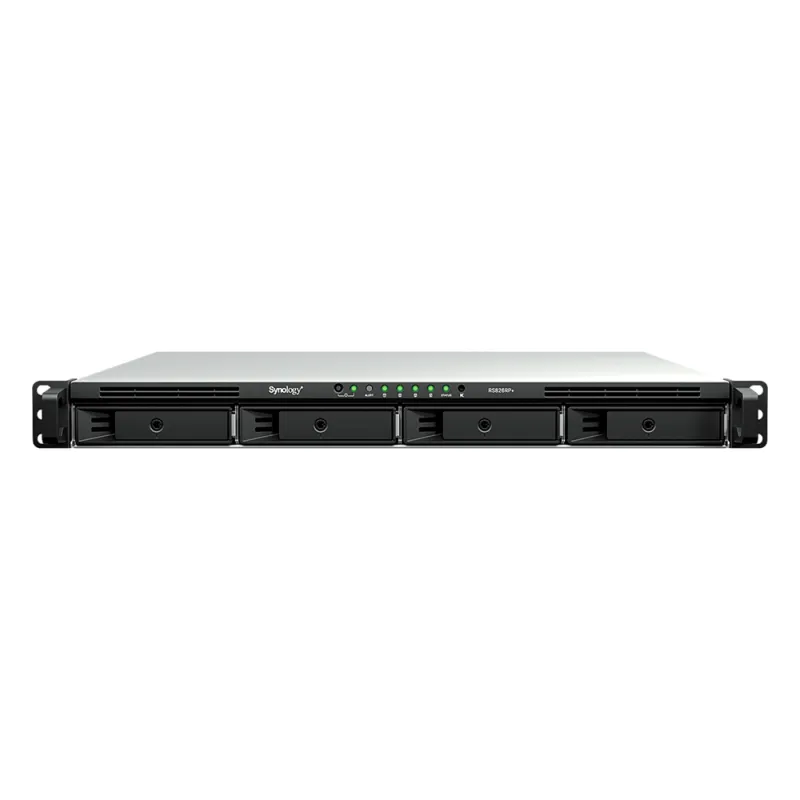 Servidor NAS Rackmount / 4 Bahías Hot-Swappable 1U / 2000/1300 MB/s Lectura/Escritura / 4 Puertos 1GbE RJ45 / PCIe 3.0 x8 / Dual Power Supply Redundante / DSM / Almacenamiento Empresarial