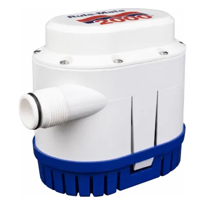 Bomba de Achique Rule-Mate / 7,570 l/h (2000 GPH) / Sensor Electrónico Integrado / Conexión 1" NPT / Auto Encendido/Apagado / Programación Inteligente / Protección de Batería