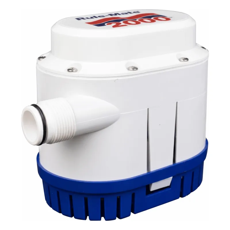 Bomba de Achique Rule-Mate / 7,570 l/h (2000 GPH) / Sensor Electrónico Integrado / Conexión 1" NPT / Auto Encendido/Apagado / Programación Inteligente / Protección de Batería