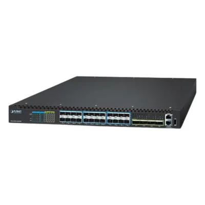 Switch Gestionado Capa 3 Multi-puerto 10G/25G + 2/4-Puerto 100G QSFP28 / 880-1520 Gbps Non-Blocking / Stacking 10 Unidades / Enrutamiento OSPF, BGP, RIP, VRRP / ERPS G.8032 / Slot Para Fuente Redundante AC/DC / Data Center y AI Infrastructure