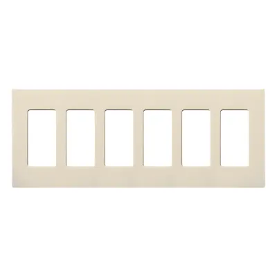 Placa de pared Claro sin tornillos para 6 dispositivos, color almendra claro, para controles Lutron tipo decora