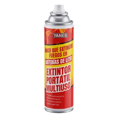 Extintor Portátil en Aerosol, fuegos clase A, K y baterías de iones de litio (Li).