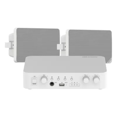 Kit de amplificador compatible con Spotify | Bluetooth | 2 altavoces para pared | sistema 100v | 2 canales con control de volumen independiente | música ambiental