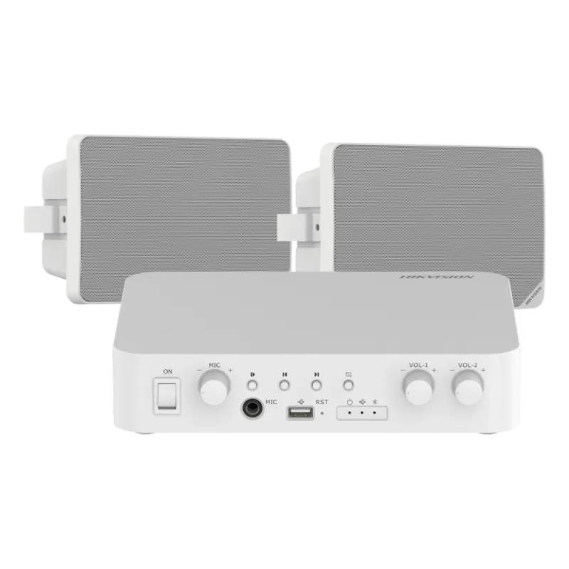 Kit de amplificador compatible con Spotify | Bluetooth | 2 altavoces para pared | sistema 100v | 2 canales con control de volumen independiente | música ambiental