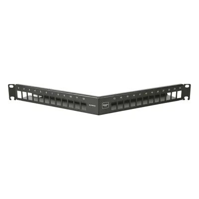 Patch Panel Angulado 10G MAX UTP / 24 Puertos Vacíos / 1U Rack 19" / Compatible Z-MAX® y UltraMAX™ / Color Negro / Administrador de Cable Integrado